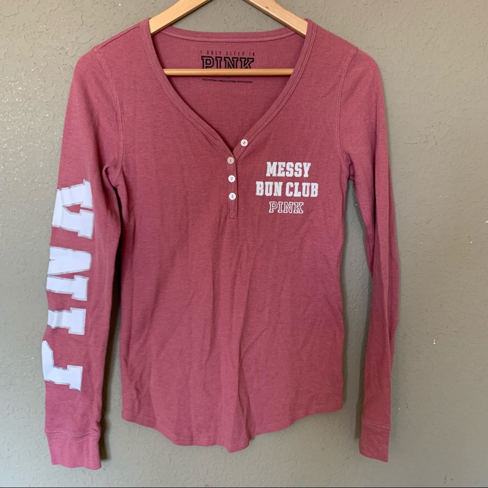 PINK Victoria’s Secret Woman’s Mauve Thermal Long Sleeve Size Large Loungewear